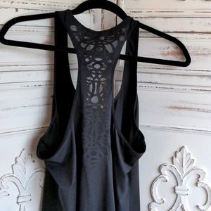 NWOT Fabletics Eiffle Black Mesh Detail Racer Back Tank Top